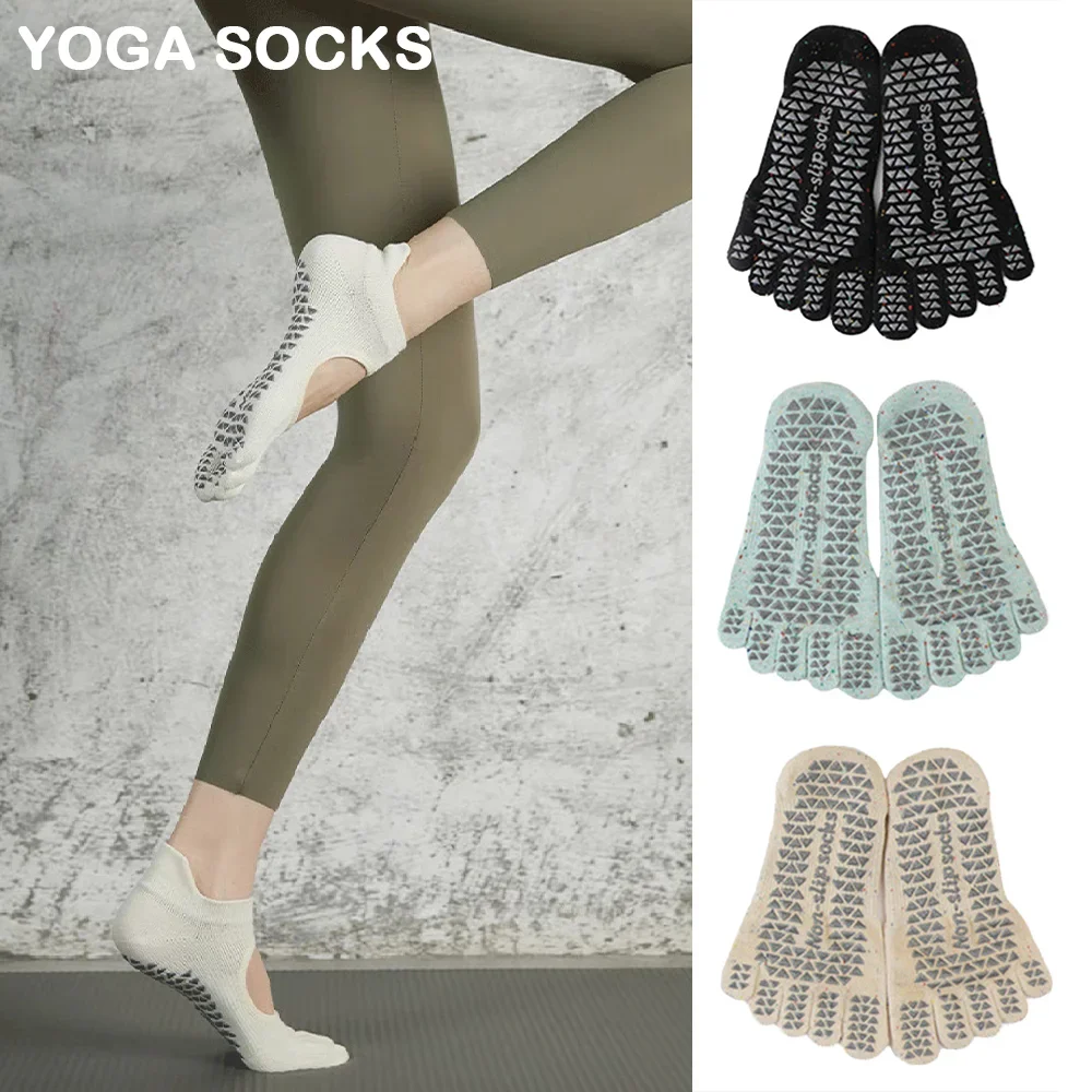 

Women Yoga Socks Cotton Five Finger Socks Sports Fitness Pilates Breathable Backless Dot Silicone Anti-slip Dance Socks Ballet