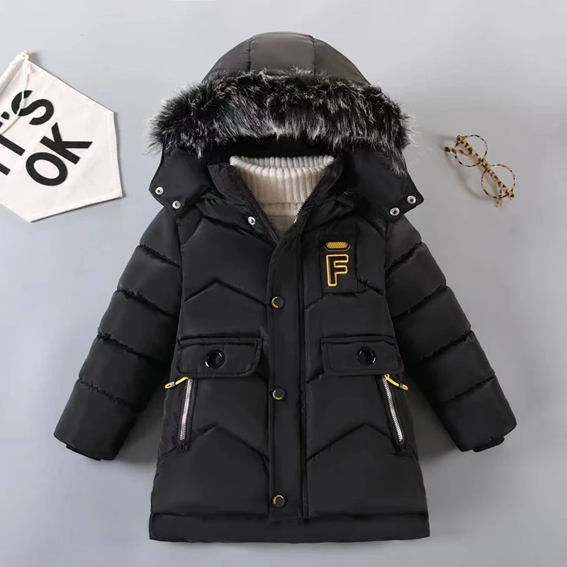 3 4 5 6 8 10 12 Jahre Winter Jungenjacke Warmhaltend Modischer Pelzkragen Jungen Oberbekleidung Kapuzenjacke mit Reißverschluss Kindermantel Kinderkleidung – Detail 6