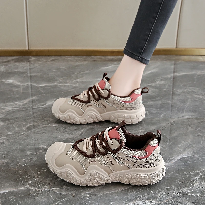 

Womens Platform Sneakers Breathable Mesh Comfortable Walking Shoes Non Slip Sole Fashion Athletic Footwear For Daily Wear