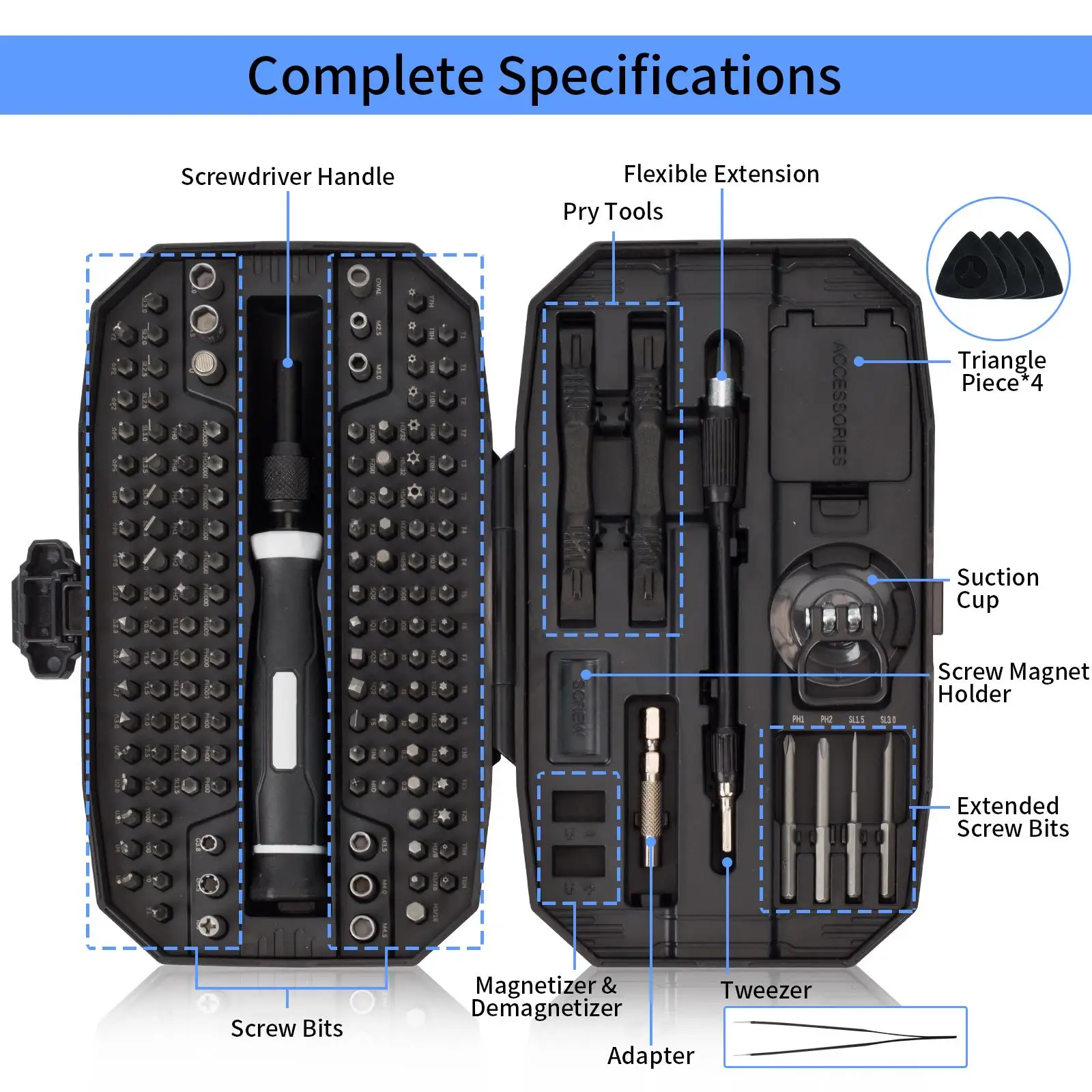 Set Obeng Kecil Hitam dengan Alat Demagnetizer Magnetizer Perbaikan Magnetik
