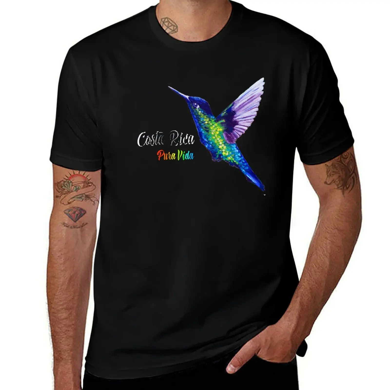 

Hummingbird, Costa Rica, Pura Vida T-Shirt black cotton t-shirt plain for man package t shirt for man