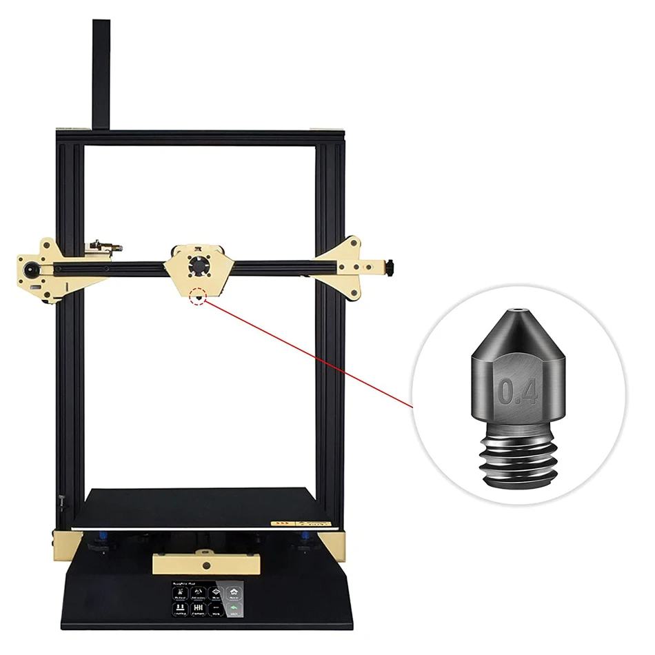 3D-Druckerdüsen, gehärtete Stahldüsen, Extruder MK8 0,2/0,4/0,6/0,8/1,0 mm für CR-10/Ender 3/Ender 3S/5/6 – Detail 7