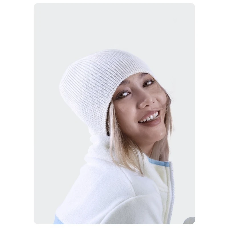 Berretto da sci in lana merino di nuovo stile - Cappello con fodera per casco lavorato a maglia unisex