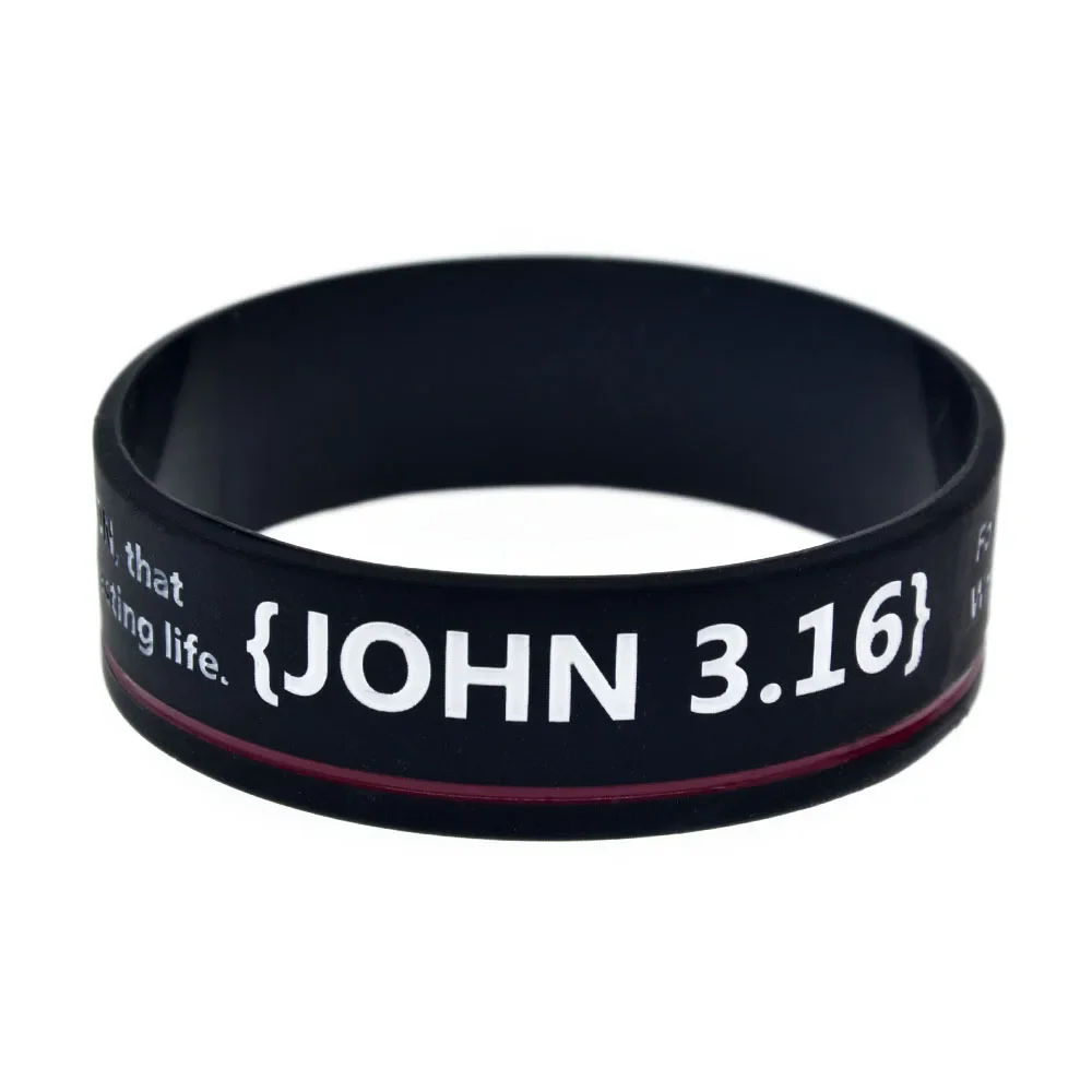 25 Stück 3/4 Zoll breites Armband Heilige Bibel Johannes 3:16 Silikon-Gummi-Armband für Religion und Glauben ﻿ – Detail 2