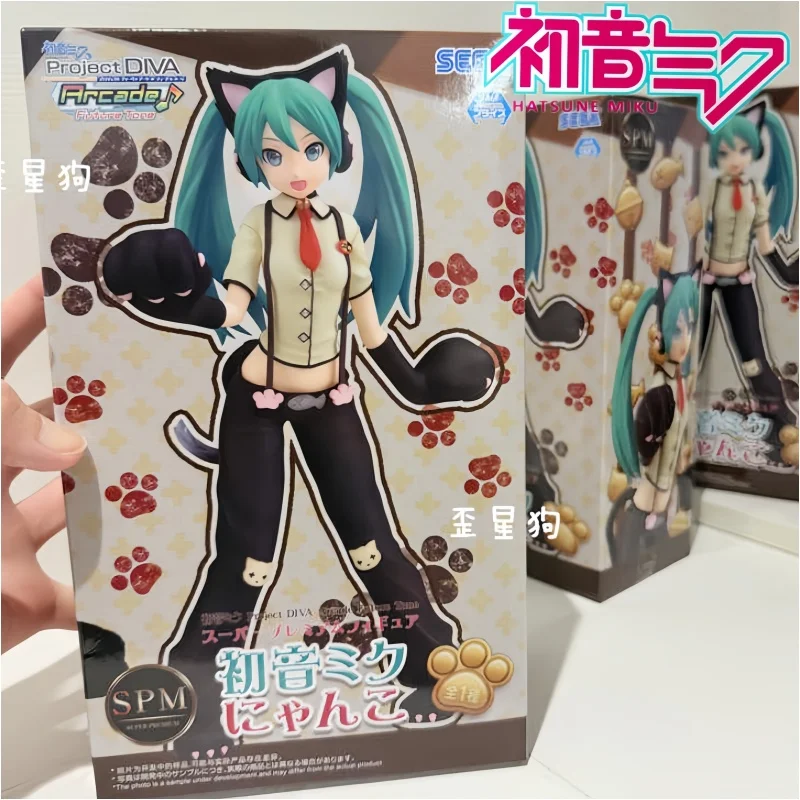 本物のセガ-sph-初音ミクプロジェクト歌姫猫バージョンフィギュアコレクタブルモデル像カスタマイズ可能な装飾ギフト誕生日