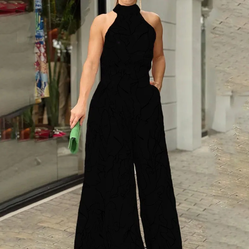 2023 frühjahr und Sommer Neue frauen Temperament Elegante Persönlichkeit Hohe Taille Ärmellose Rundhals Sexy Breite Bein Overall Frauen
