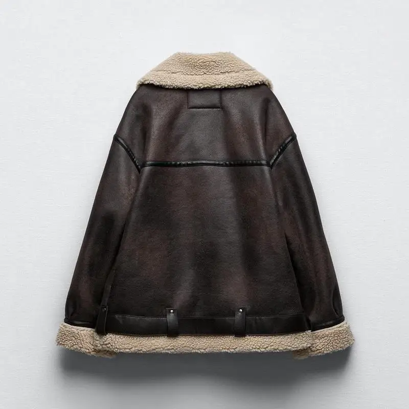 

2025 Autumn and Winter New Women's Jacket Jacket Short with Belt Fleece Lining Double-sided Long Jacket Jacket for Women