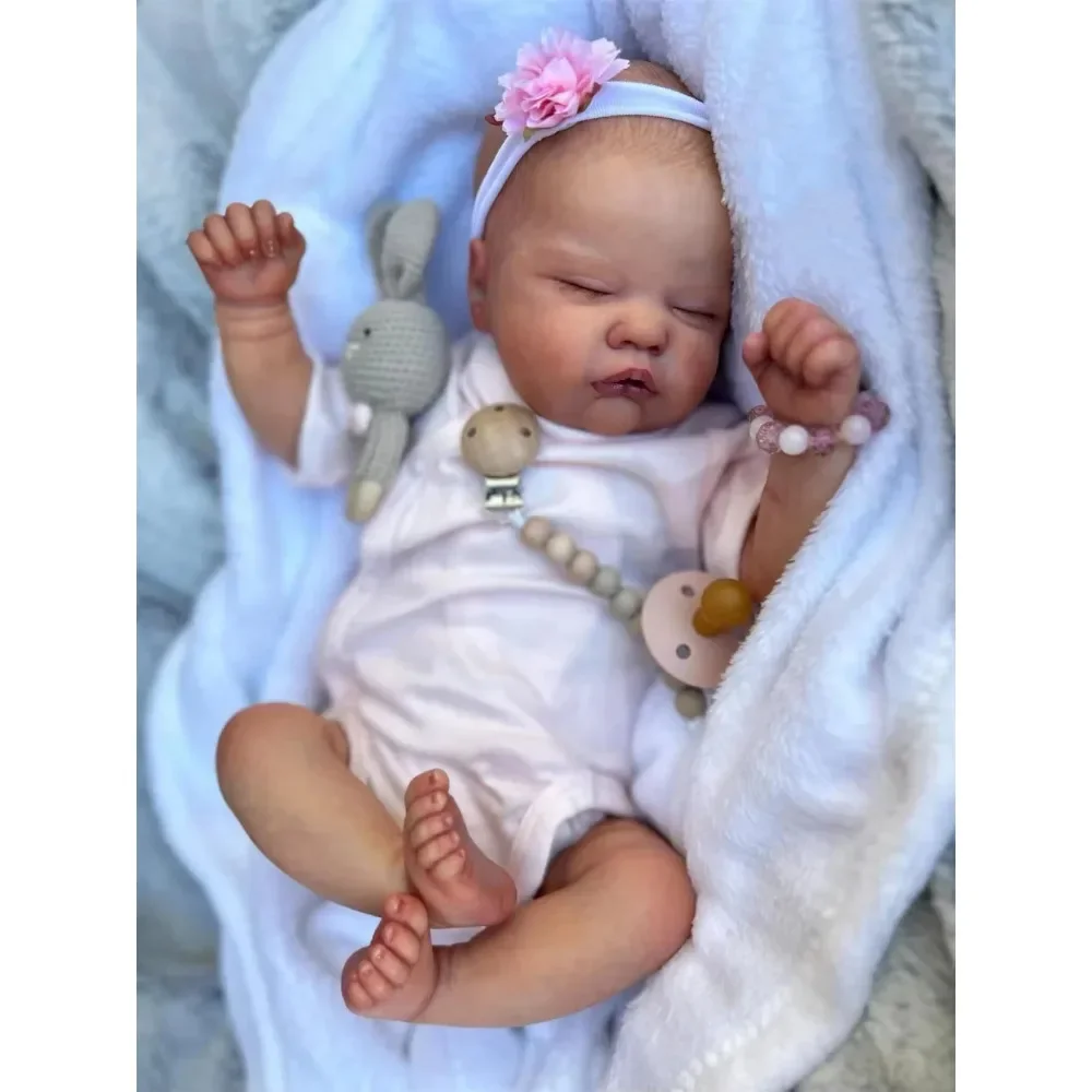 18inch Reborn Baby Doll Quinbee Sleeping Newborn Baby Hand Painting 3D Skin with Visible Veins Muñecas Reborn Same As Picture