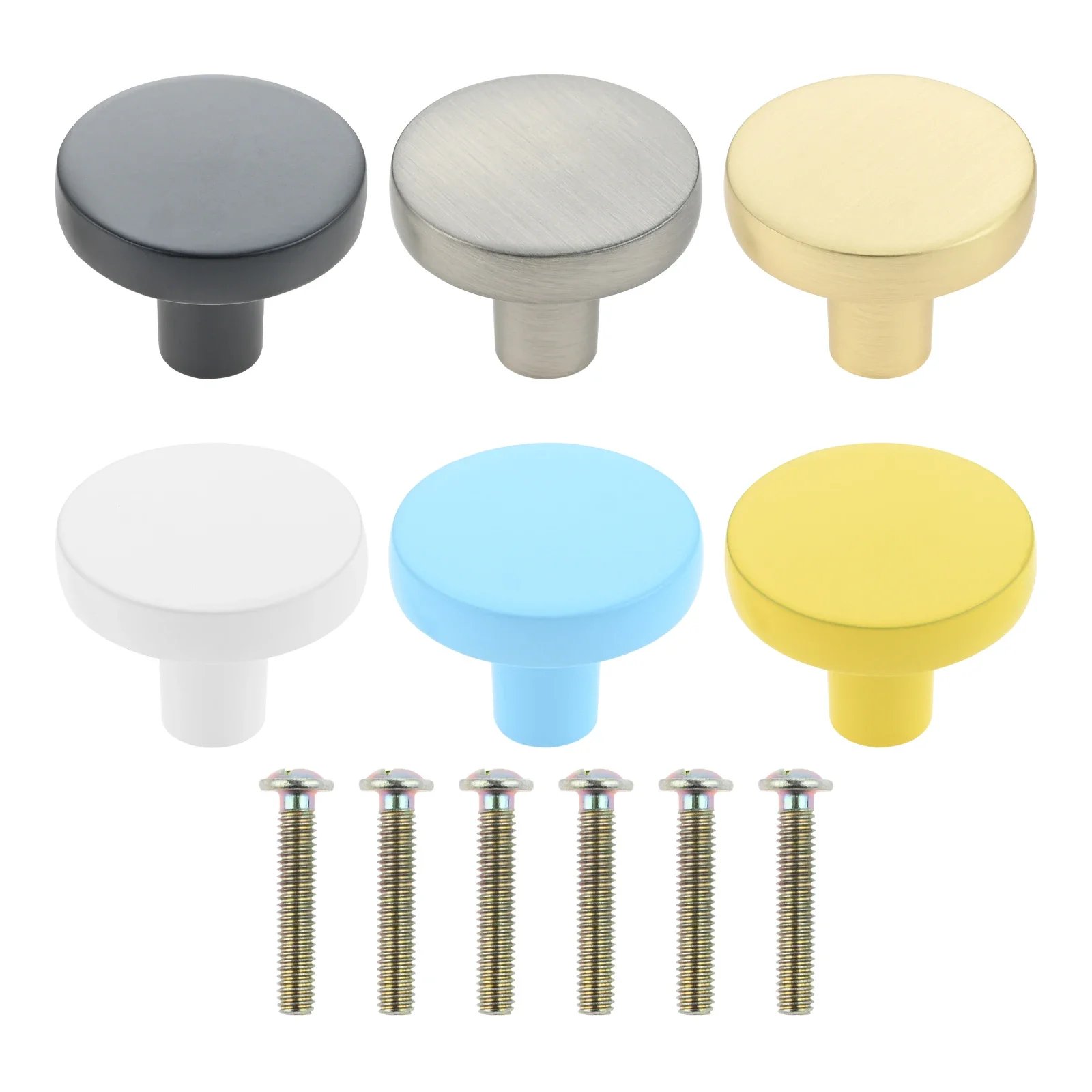 

Zinc Alloy Colorful Furniture Knobs for Kids Room 30mm Cupboard Door Pulls Gold Cabinet Knobs Black Kitchen Handles Hardware