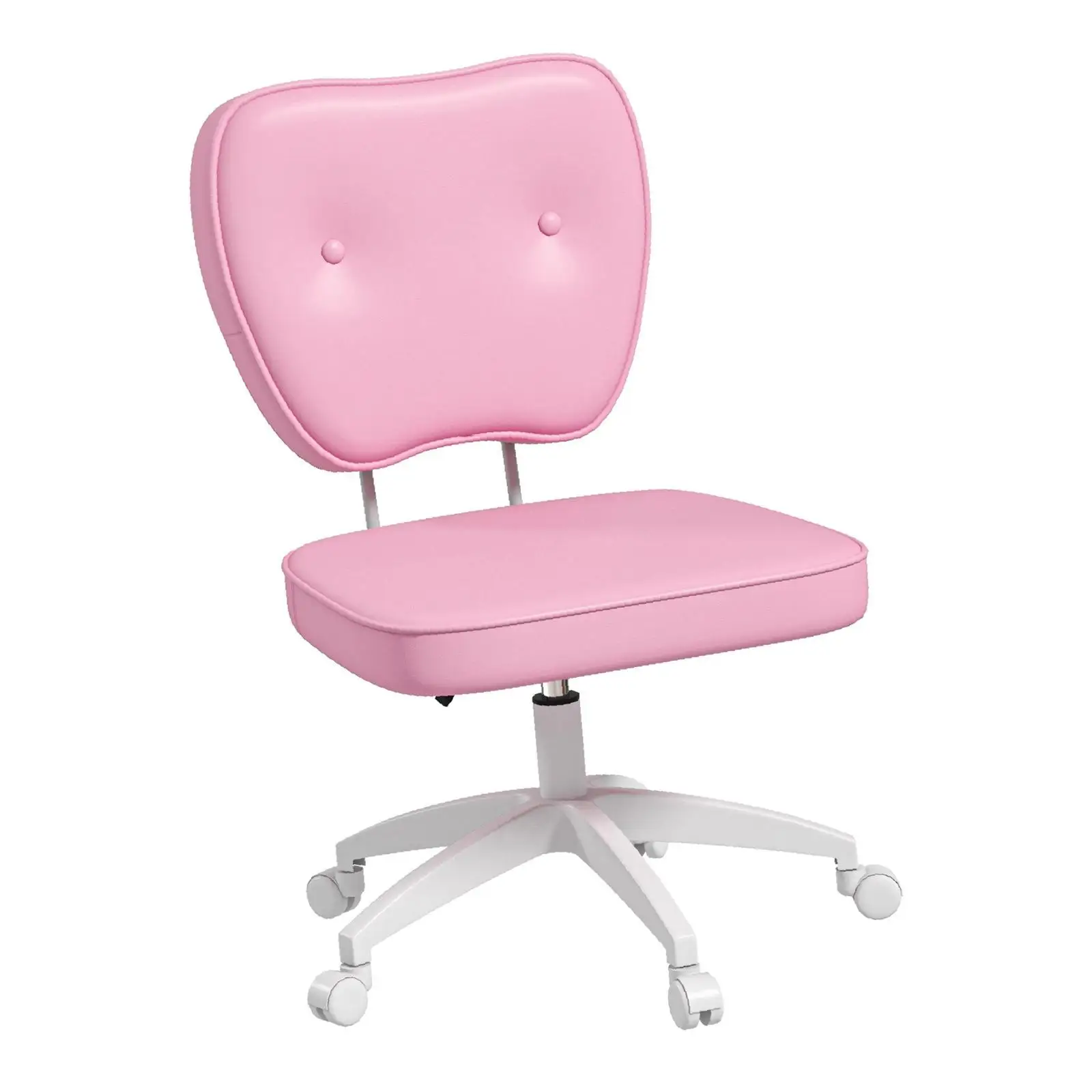 Niedlicher armloser Bürostuhl, kleiner Computer-Schreibtischstuhl aus PU-Leder,