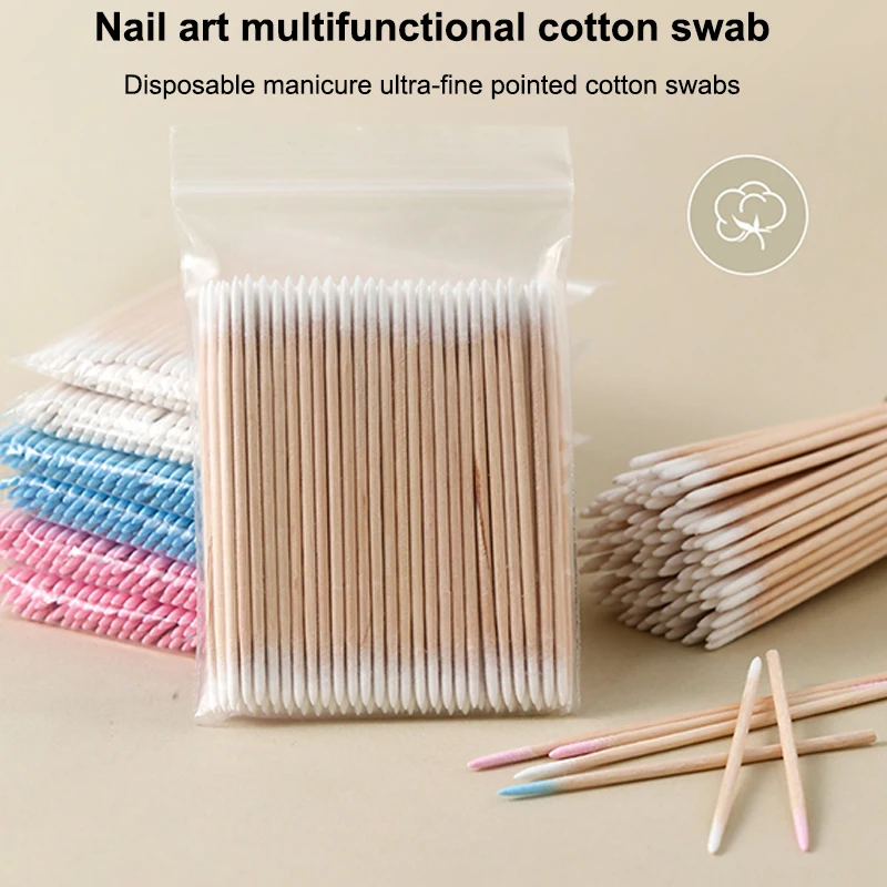 【HM】100pcs Micro Wood Cotton Swab Eyelash Extension Tatoo Microblading Cleaning Wooden Sticks Cosmetic Cotton Brush Buds Tip