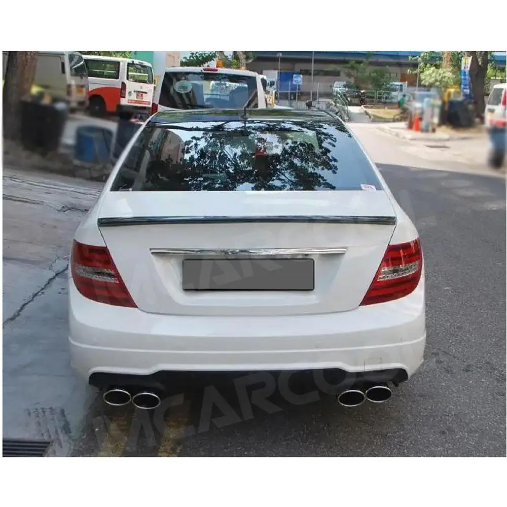 ABS Carbon Look Rear Bumper Lip Diffuser Fit for Mercedes Benz C Class W204 C63 AMG 2012 2013 2014 Car Accessories