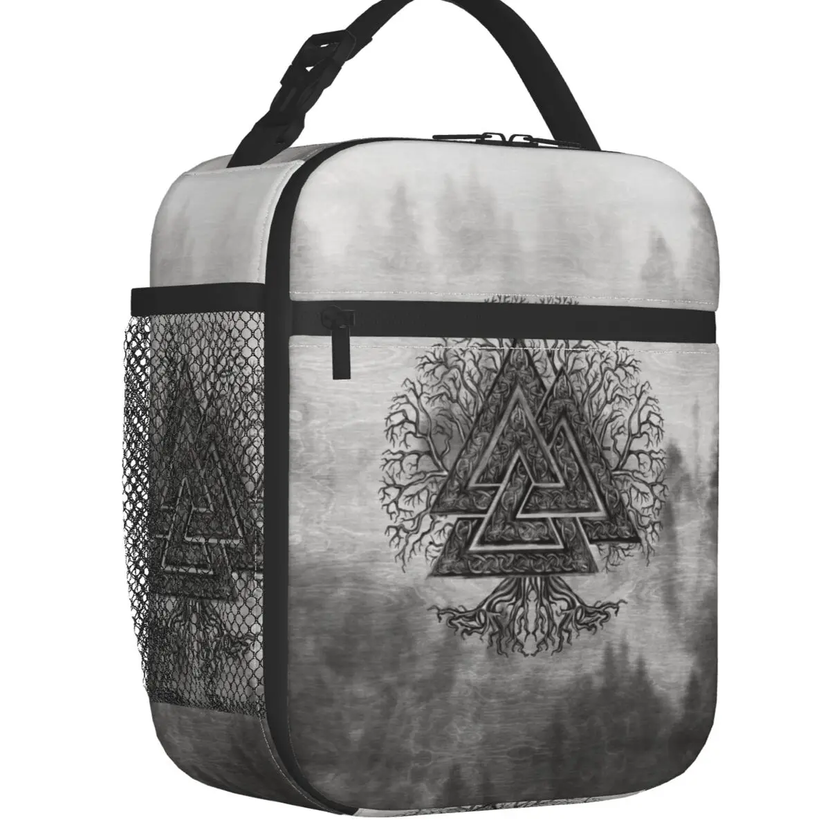 Valknut And Tree Of Life Yggdrasil Insulated Lunch Tote Bag for Women Viking Norse Resuable Cooler Thermal Food Lunch Box School