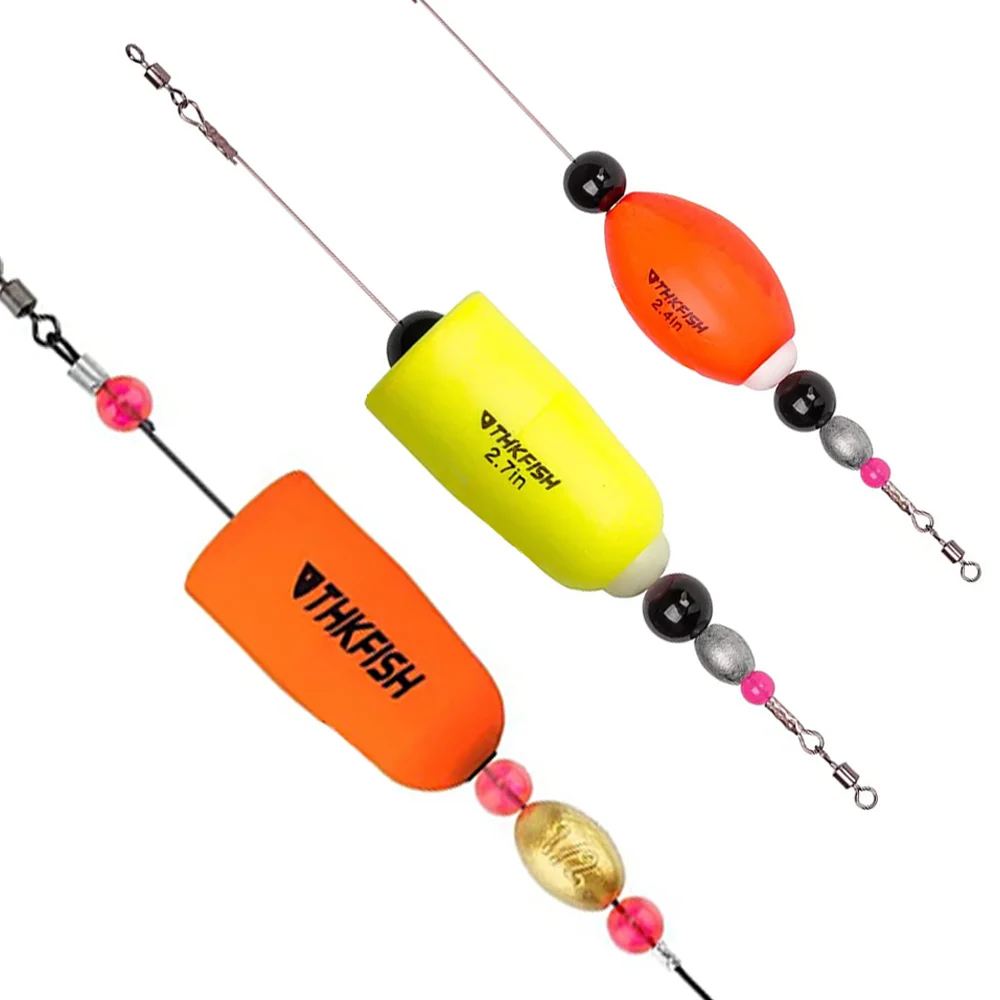 

THKFISH 1pcs Popping Cork Fishing Floats Rig 2.4in 2.7in Wire Cork Bobbers With Sinker Freshwater Sea Fishing Bobber Buoys