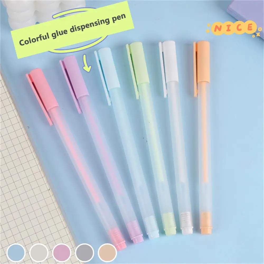 Candy Color Glue Pen Quick-Drying Manual Dispensing Pen Solid Glue Stick Student Handbook High Viscosity Glue Office Products