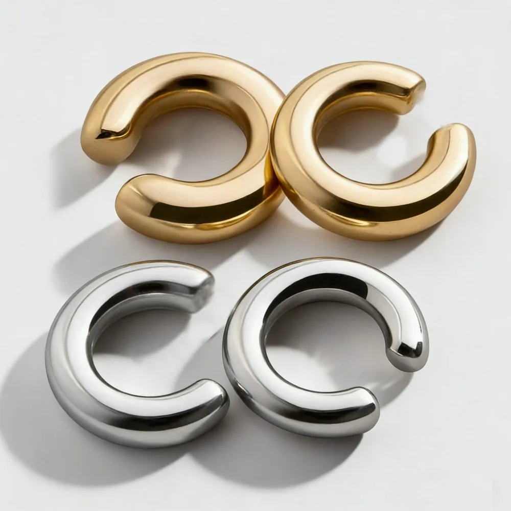 Trend Asymmetric Metal Clip Earrings for Women Men Fashion Wedding Party Jewelry Gifts Cartilage Ear Clips without Perforations