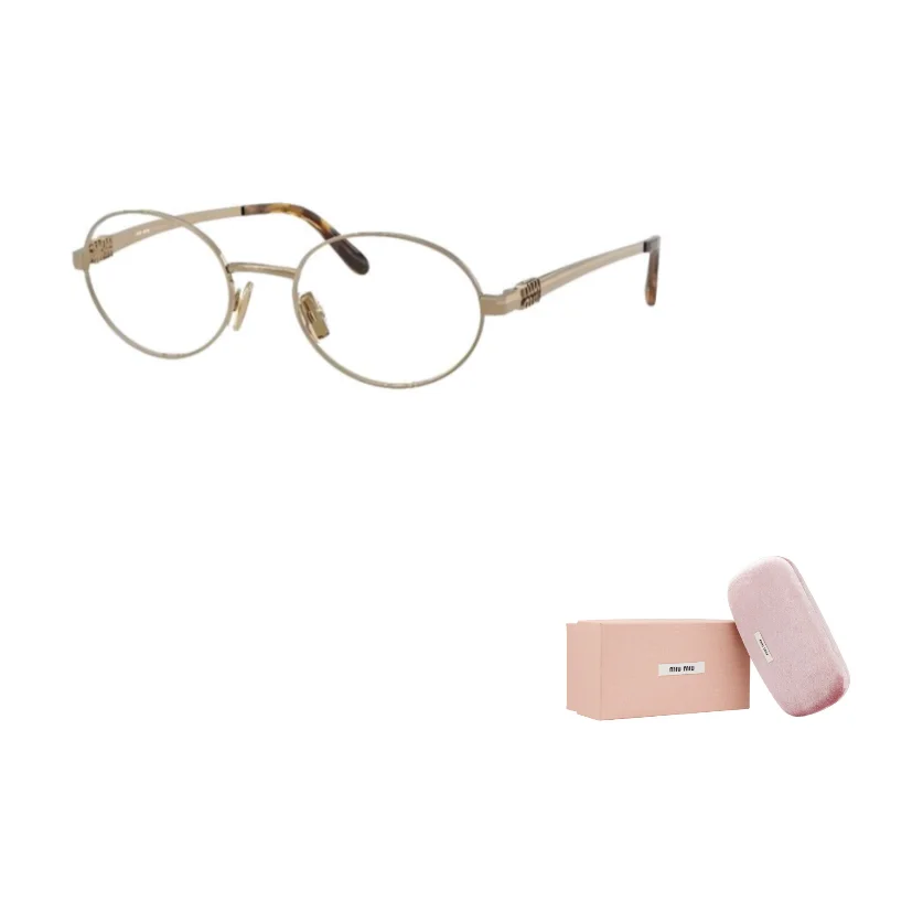 MIU MIU Metal Oval Prescription Glasses Women's Gold 0MU50ZV7OE1O1