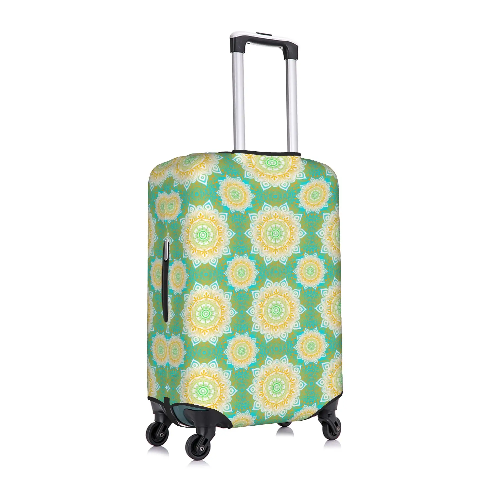 Bohemian Style Mandala Floral Travel Luggage Cover Washable Geometric Suitcase Cover Protector Fit 18-32 Inch 3