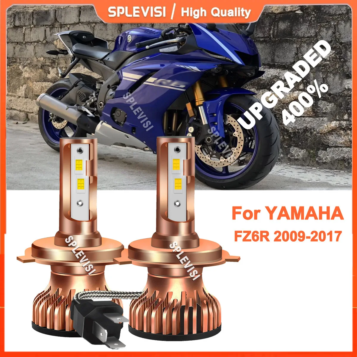 

2x h4 9003 motorcycle led light headlight Headlamp High Low Beam Xenon White For Yamaha FZ6R 2009-2017 YZ250 2004-2019