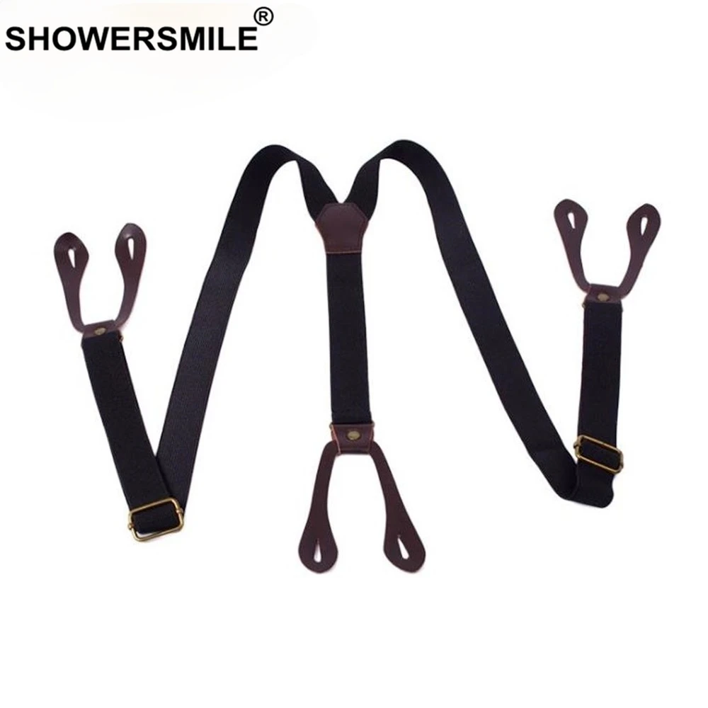 Button Suspenders Men Braces Black Y Back Adjustable Male Female Suspenders British Vintage Trousers Strap 100cm*2.5cm