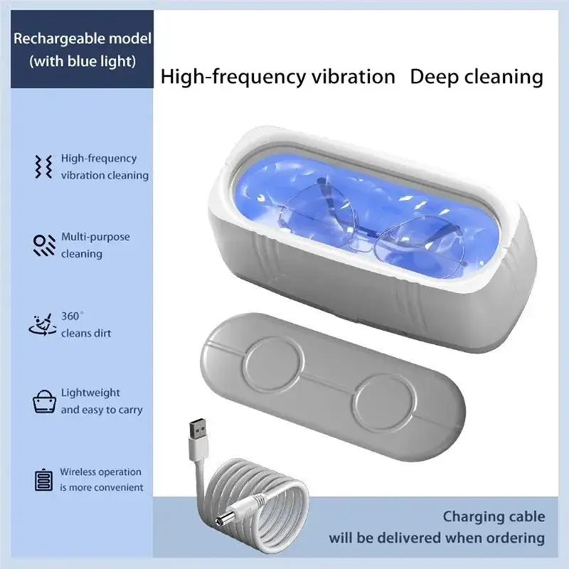 TAIGH-Fully Automatic USB 360° Cleaning Glass Blue Light Irradiation Jewelry Cleaner Multifunctional Dirts Removal