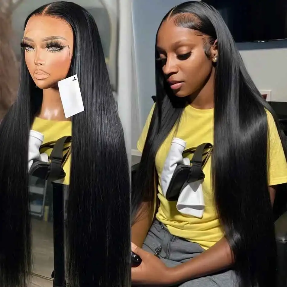 

30 40 Inch Bone Straight Transparent 13x6 Lace Frontal Human Hair Wigs 180 Density Brazilian Remy 13x4 Lace Front Wig For Women