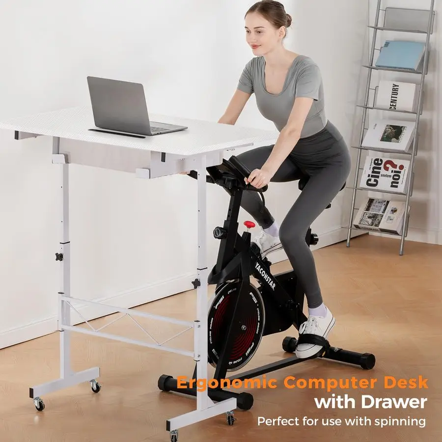 Small Standing Desk Adjustable Height Small Computer Desk Mobile Portable Rolling Laptop Table with Wheels 32 Computer Workstat