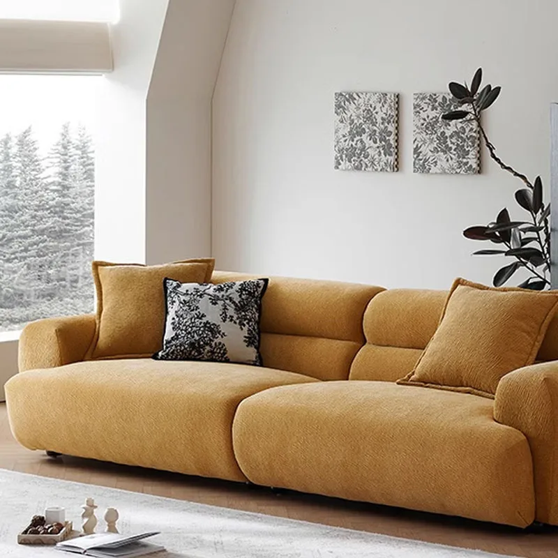 uv-French Retro Valley Curved 3 Seater Sofa Chenille Fabric Modern Minimalist Apartment Living Room Durable Furniture Wholesale-