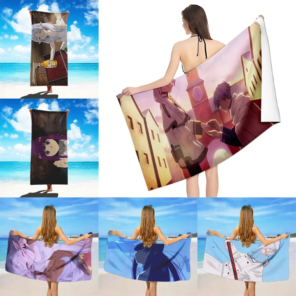 Japan Anime Frieren At The Funeral Beach Towel Microfiber Sand Free Quick Dry Soft Sandproof Pool Towels Gift for Women Travel