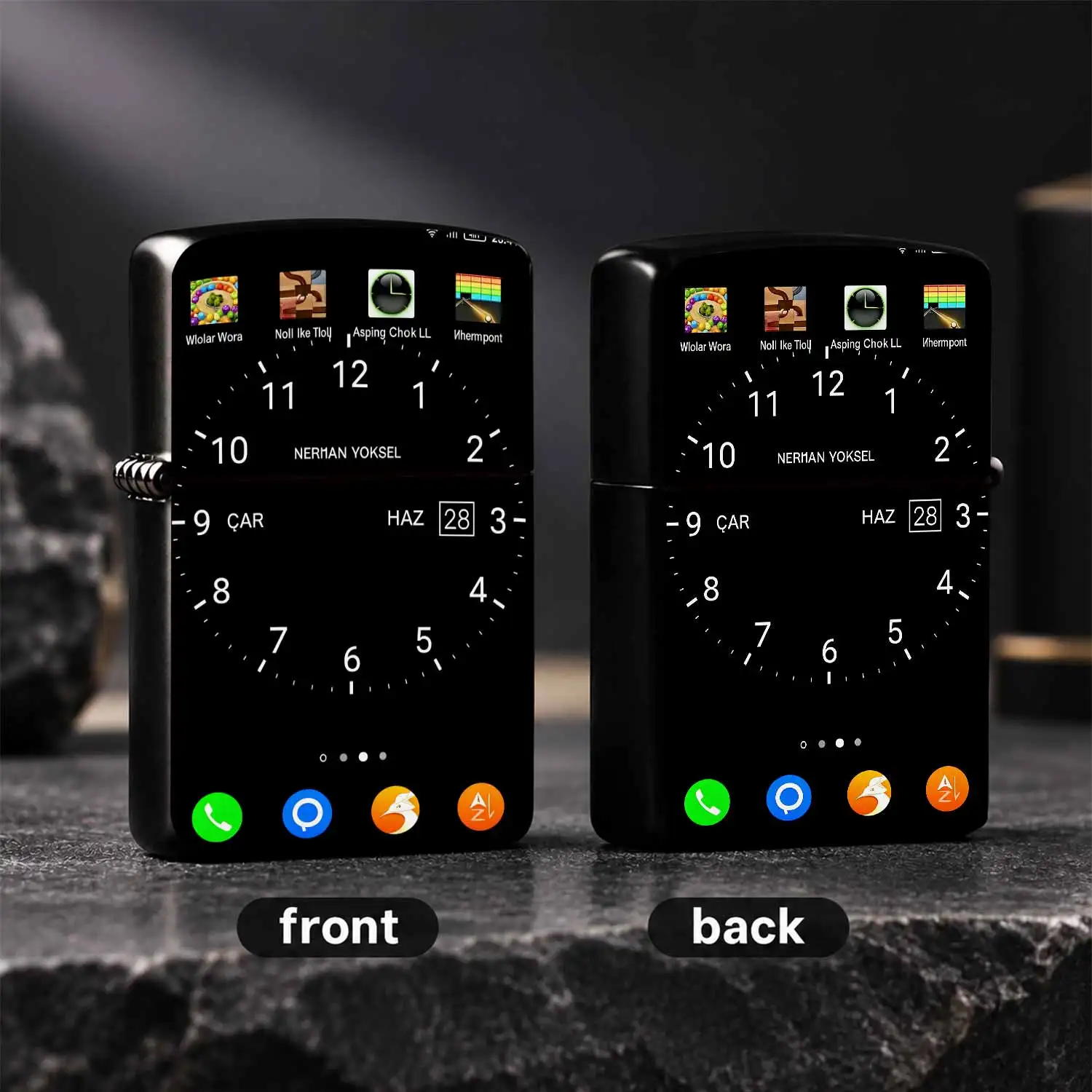 Creative Dial Clock Printed Lighter, Unique Android Home Screen Themed Design, Portable Handy Tool For Daily Use, Suitable For Hanging Out Office Outdoor Scenes, Exquisite Fun Gift For Friends And Hobbyists A Humorou And Interesting Lighter