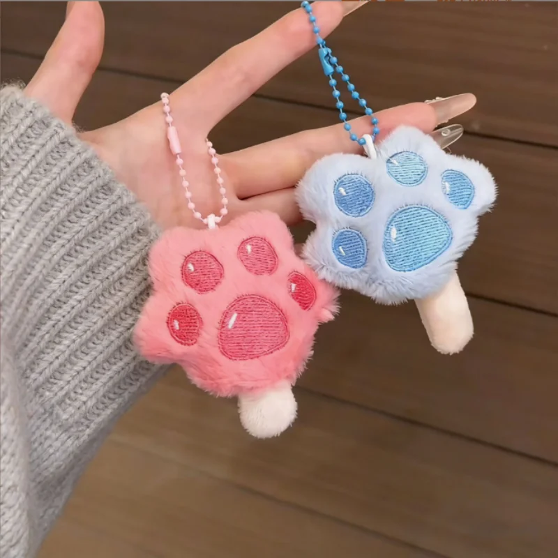 10cm Cat Claw Ice Stick Plush Doll Keychain Squeak Animal Pendant Soft Birthday Gift for Cat Lovers
