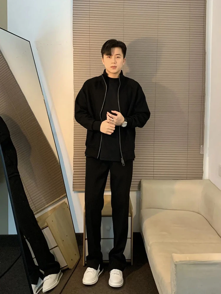 

Bla Stand Collar Jaet Men's Autumn Mature Stable Workwear ort Baseball Sle Polyester Nylon Cosite Fiber Jaet