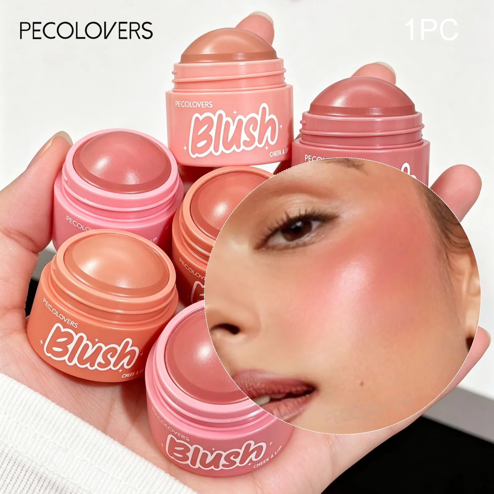 1PC Dual-Use Blush Cream Matte And PearlFinish For Lips And Cheeks Instantly Brightens Complexion MatteTexture Medium Coverage