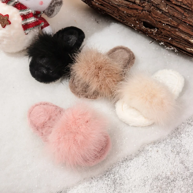 

Children Fashion Slippers Christmas Gift Trendy for Kids Warm Plush Shoes 2025 Winter New Girls Flip Flops Open Toes Soft Sweet
