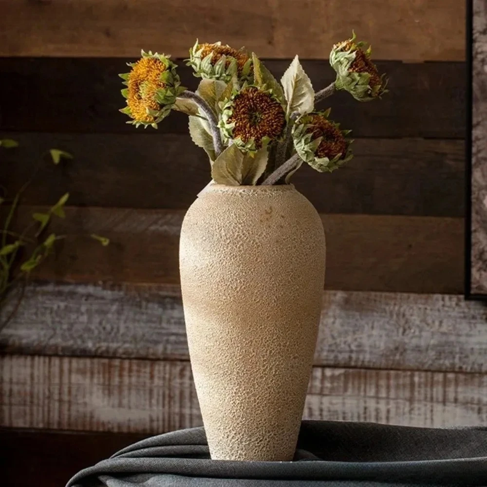Creative Korean Rustic-Inspired New Chinese Simple Ceramic Vase - Perfect Tabletop/Hotel Decor, Elevate Room & Chambre Ambiance
