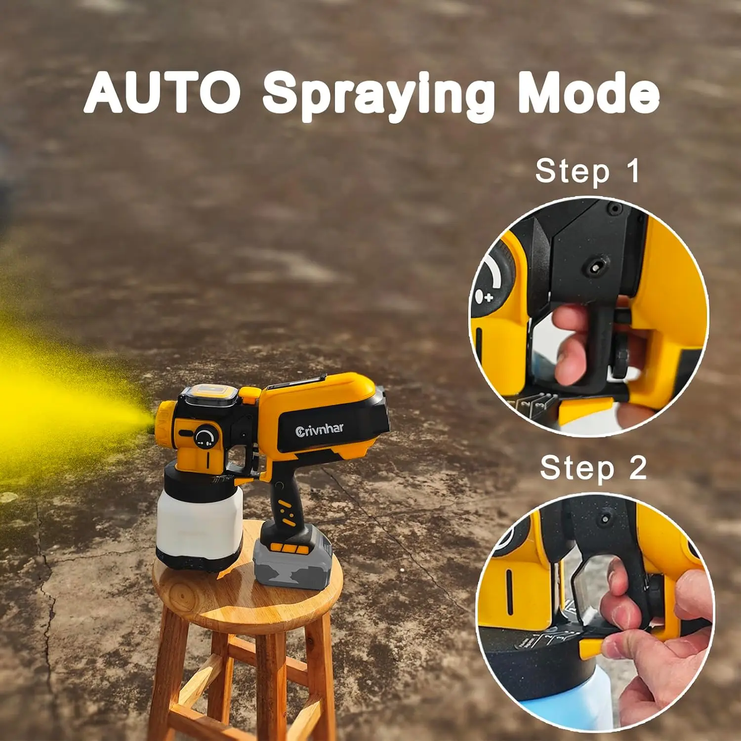 Sprayer 70000RPM for DEWALT 20V Battery, 1200mL Handheld HVLP AUTO Paint Sprayer with Brushless Motor for Home Furniture Deck Wa