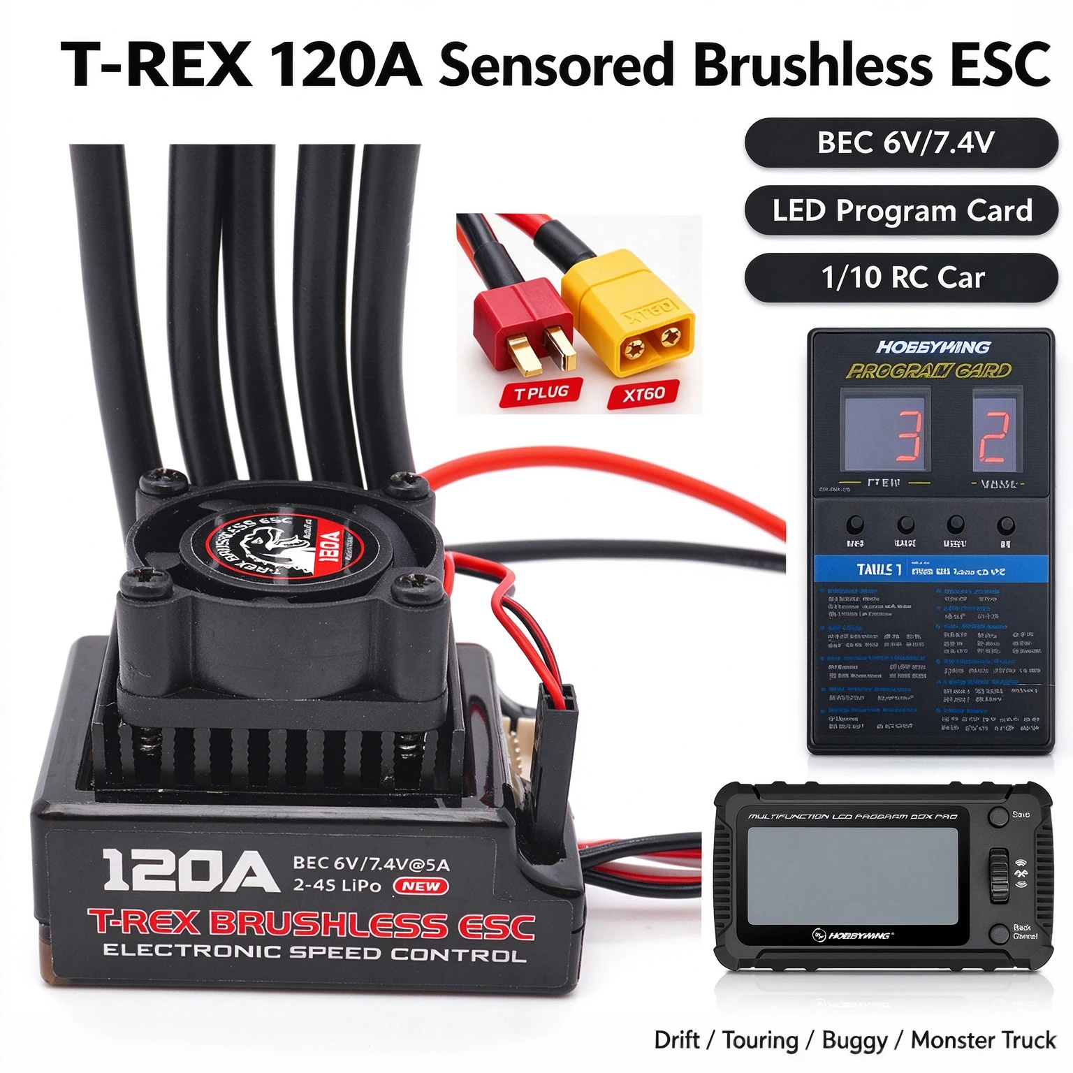 Brushless Esc Sensored 120A Rc Drift - Controlador de Velocidade Sem Escovas com