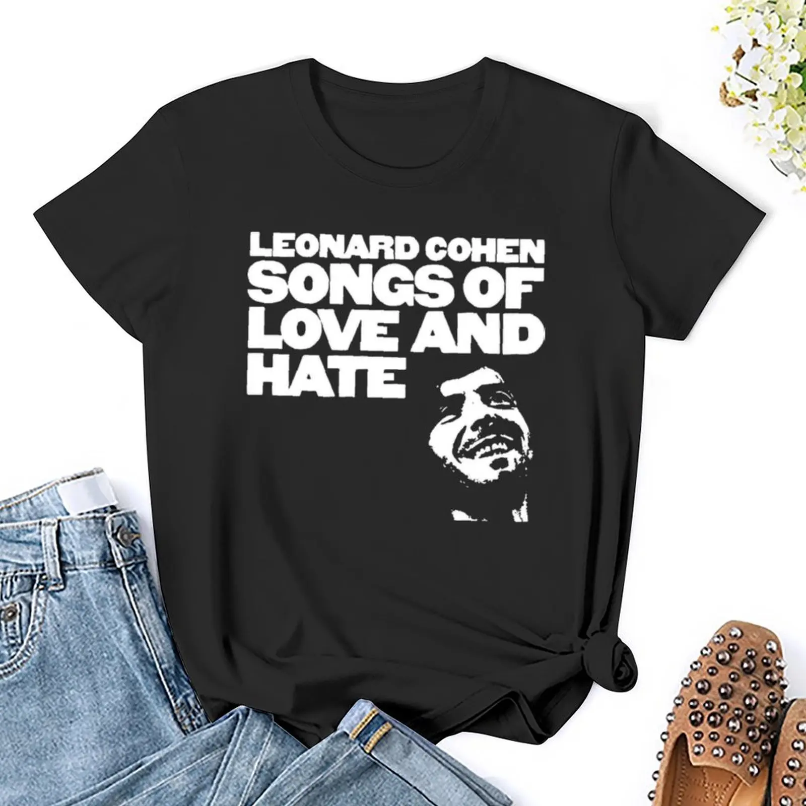 Leonard Cohen – Songs of Love and Hate T-Shirt plus sizes heavyweights lady clothes luxury designer clothing Women