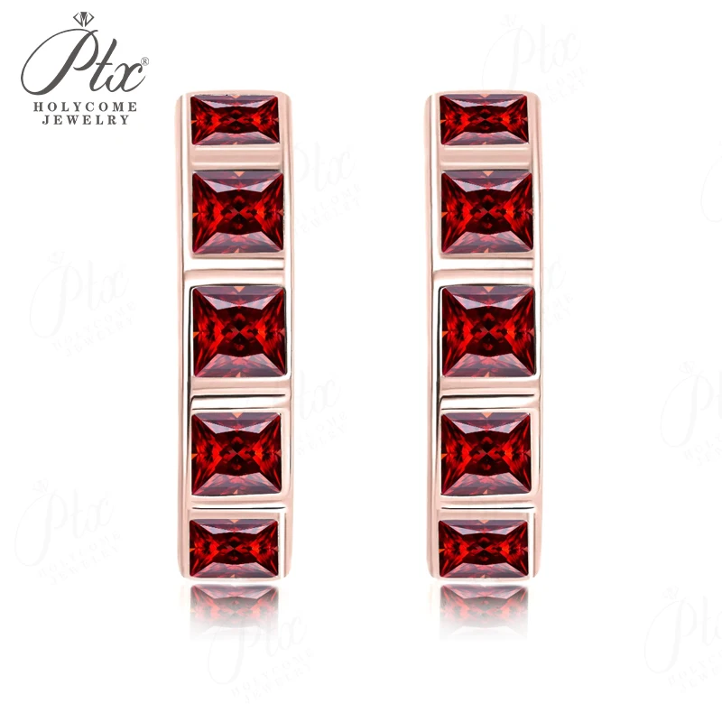 

1.5CT Hoop Princess Cut Multicolor Moissanite Earrings 925Silver Plated White Yellow Rose Gold Ear Studs Women Man Fishion