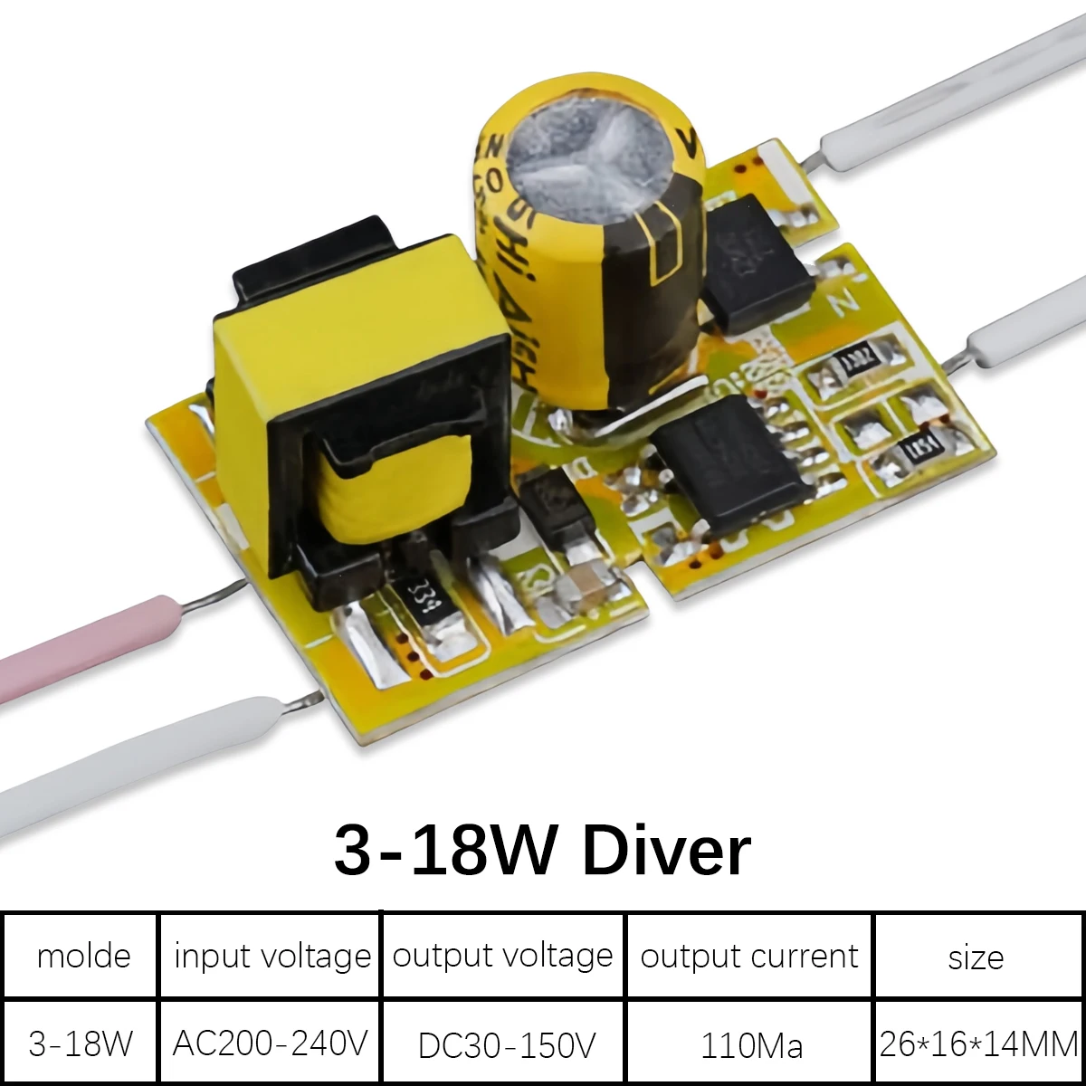 3-18W Non-Isolated DOB (Driver-on-Board) SMT LED Power Supply for T5/T8 End-Cap Tubes – AI-Optimized Manufacturing