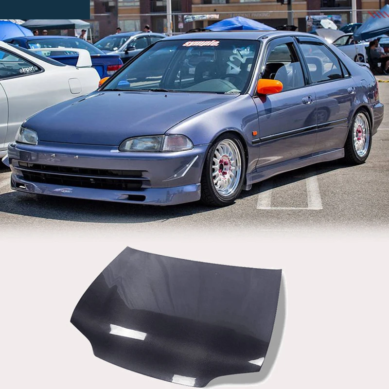 Real Carbon Fiber Hood For Honda Civic Vent Style 92-95 3D EG