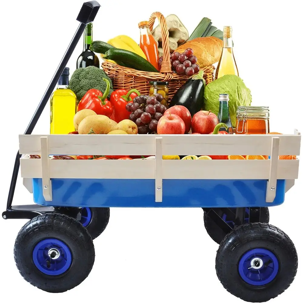 

All-Terrain Outdoor Wagon with Air Tires for Wood Hauling and Railing Assistance