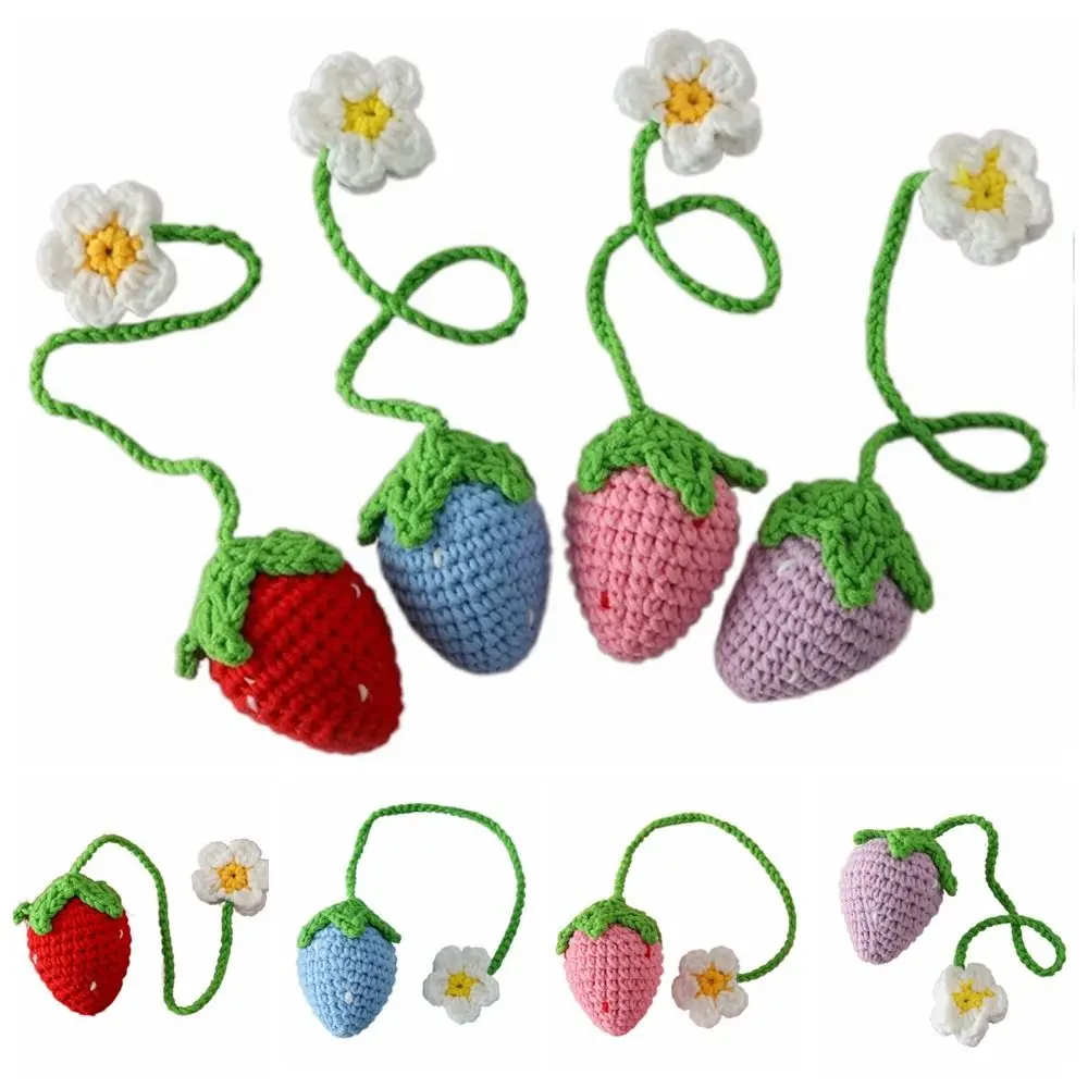 Simulated Strawberry 3D Strawberry Bookmark Book Page Marker Weaved Fruit Pendant Bookmarks Book Paginator