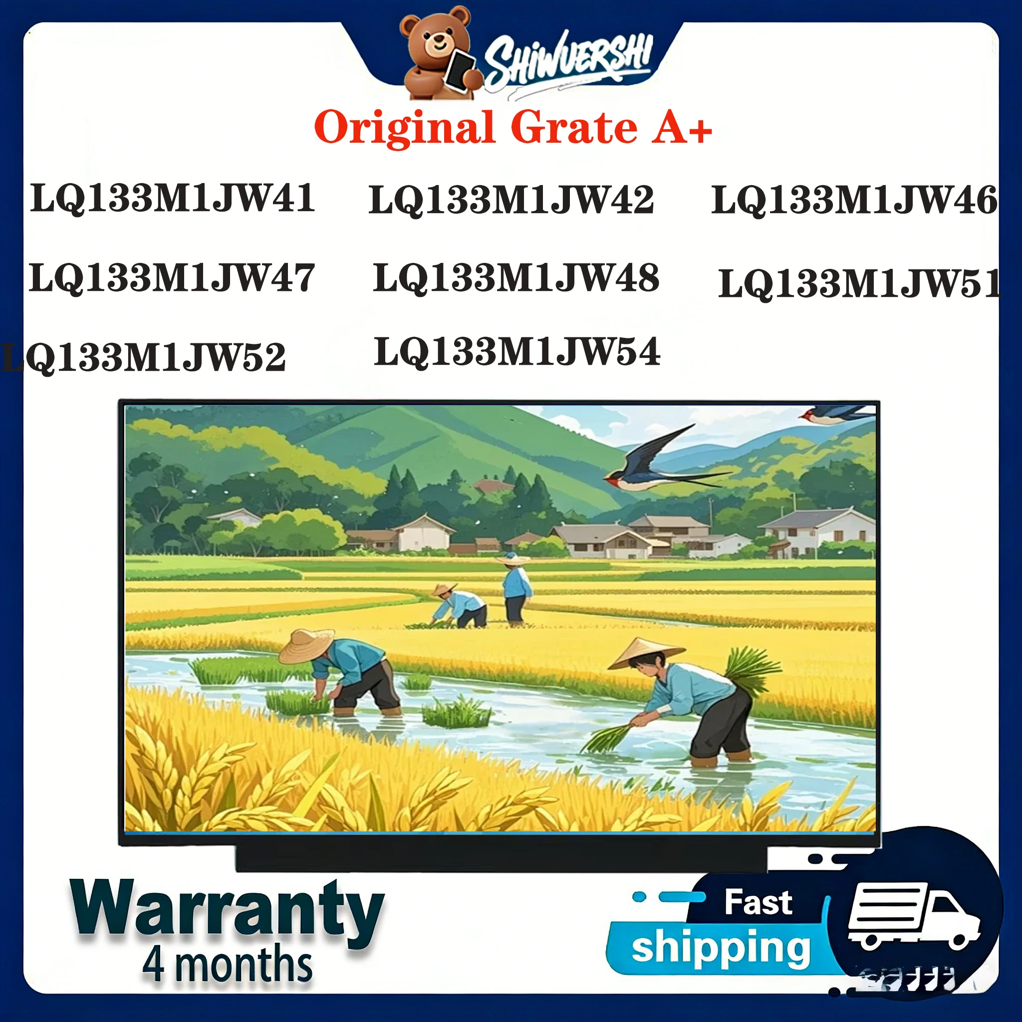 

Original New A+13.3" Lcd Screen LQ133M1JW41 LQ133M1JW42 LQ133M1JW46 LQ133M1JW47 LQ133M1JW48 LQ133M1JW51 LQ133M1JW52 LQ133M1JW54