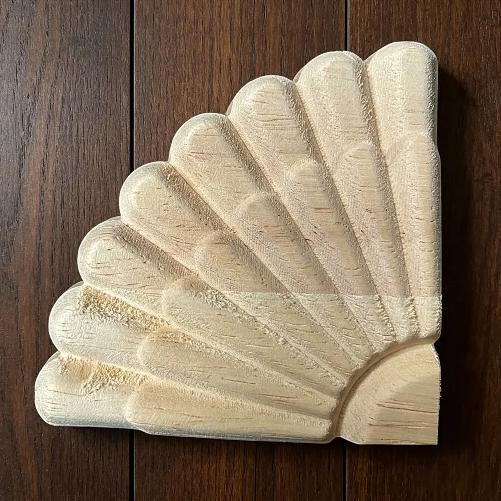 8PCS 8cm Carving Natural Wood Appliques for Furniture Cabinet Unpainted Wooden Mouldings Decal Vintage Home Decor Decorative