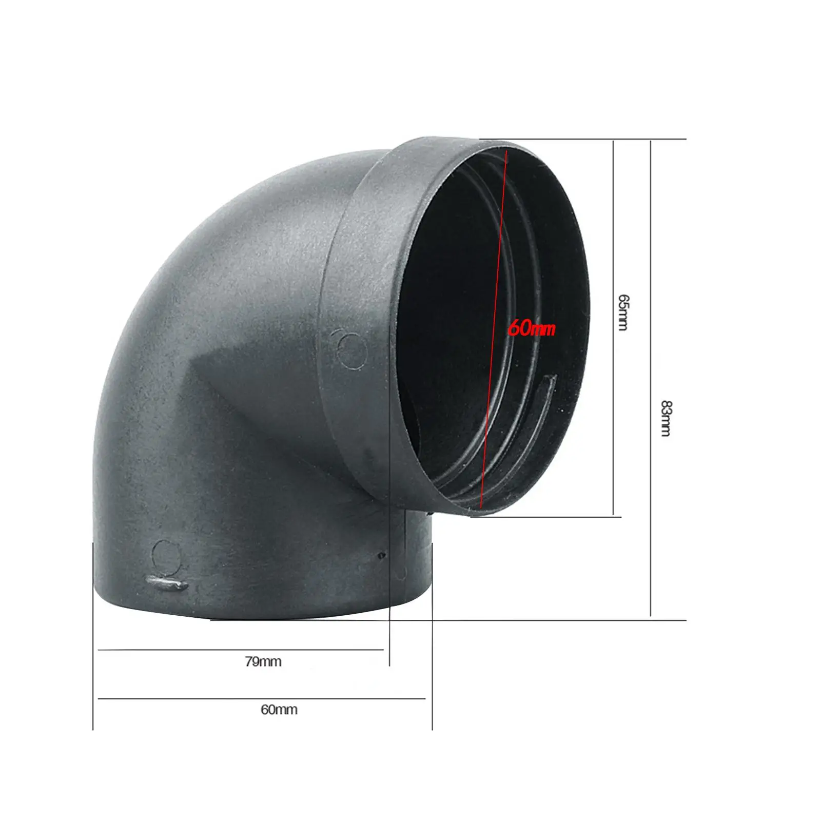 

Durable Plastic Exhaust Pipe Elbow Connector Air Heater Ducting Fitting Professional 60mm Tube for Vehicle Heater