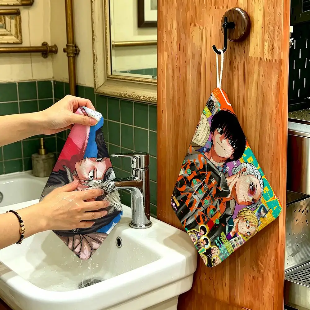 

Anime Sakamoto Days Hanging Polyester Cotton Towel, Reusable Hand Wiping Cloth, Wear Resistant for Home Kitchen Sink
