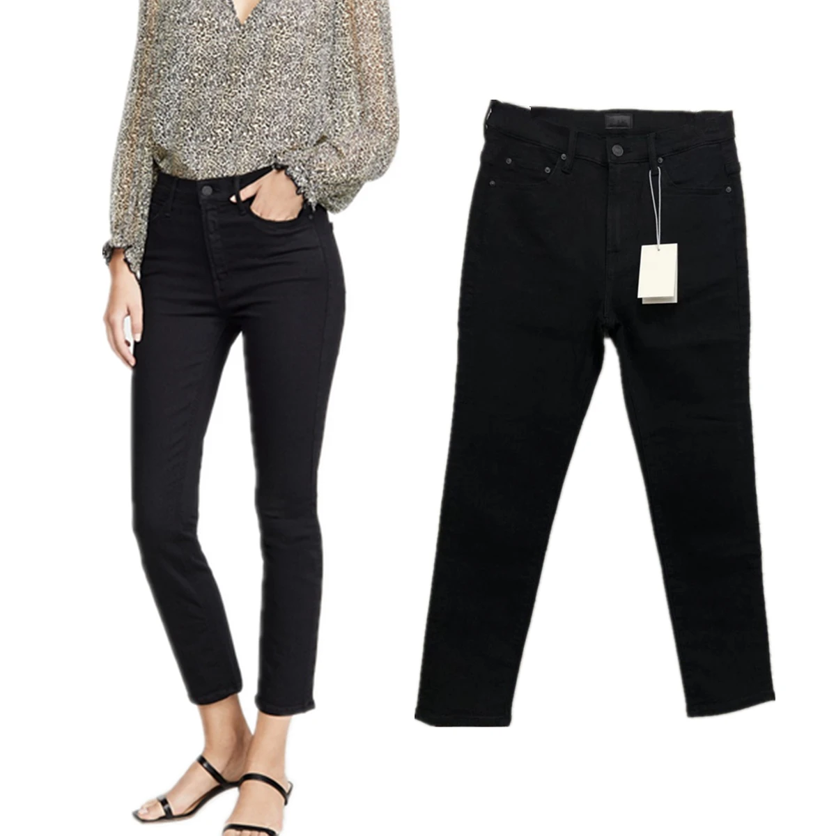 

Jenny & Dave Минималистичные черные джинсы Модные женские приталенные джинсы для поездок на работу Женские укороченные джинсовые брюки Женские