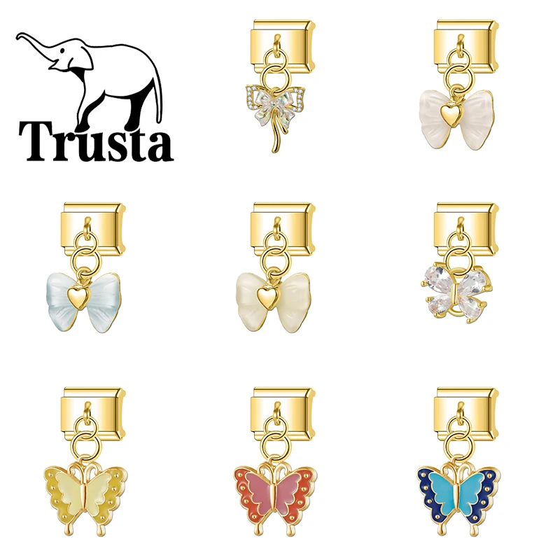 Trusta-2025-New-Butterfly-Italian-Links-9mm-Bracelet-Stainless-Steel-for-Women-DIY-Jewelry--Wholesale-N473