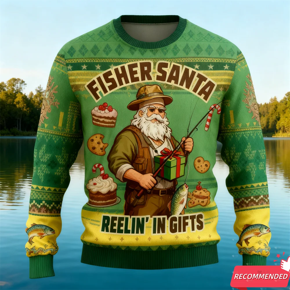 

Funny Anime Santa Graphic Sweatshirts 2025 Merry Christmas 3D Printed Ugly Sweater For Women Clothing Fishing Boy Tracksuits Top